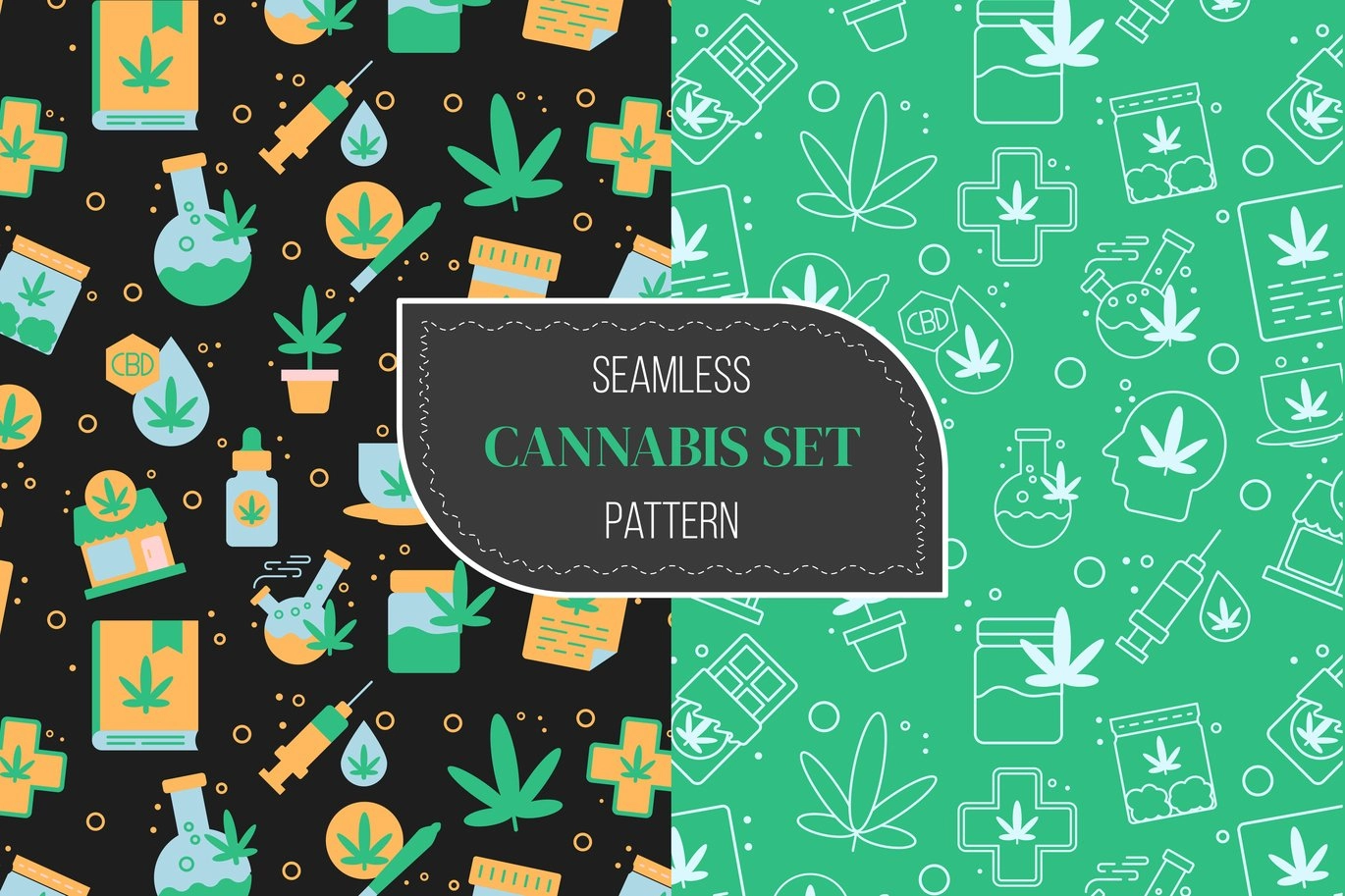 Cannabis seamless pattern set Cannabis seamless pattern set