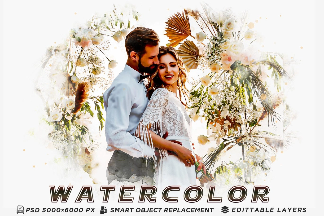 2f89a527-917a-4608-9eb7-734b59f8 Watercolor Wedding Photo Effects PSD - Image 1